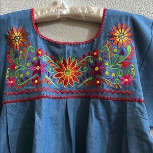 S-M-L-XL-2XL-3XL-5XL DENIM Embroidered blouses